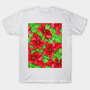 Poinsettia watercolor Christmas pattern T-Shirt